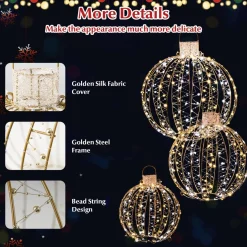 Tangkula Christmas LED Light Balls for Tree (3 Pack), Lighted Sphere with 180 Warm White & 180 White LED Lights