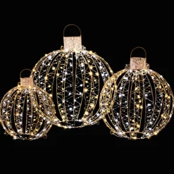 Tangkula Christmas LED Light Balls for Tree (3 Pack), Lighted Sphere with 180 Warm White & 180 White LED Lights