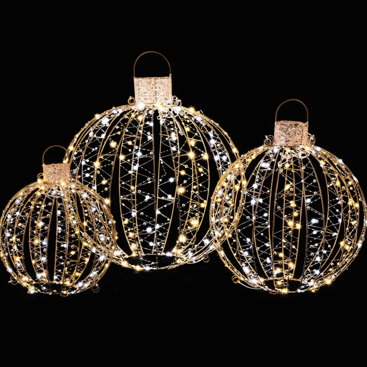 Tangkula Christmas LED Light Balls for Tree (3 Pack), Lighted Sphere with 180 Warm White & 180 White LED Lights