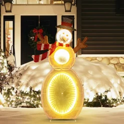 Tangkula Christmas Lighted Snowman, Indoor/Outdoor Christmas Decoration with 105 Built-in LED Lights
