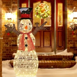 Tangkula Christmas Outdoor Lighted Snowman Yard Xmas Decorations and Zip Ties Indoor/Outdoor Holiday Decoration