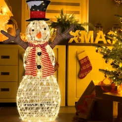 Tangkula Christmas Outdoor Lighted Snowman Yard Xmas Decorations and Zip Ties Indoor/Outdoor Holiday Decoration