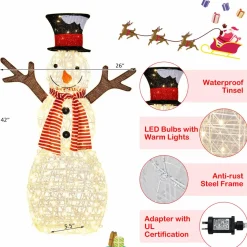 Tangkula Christmas Outdoor Lighted Snowman Yard Xmas Decorations and Zip Ties Indoor/Outdoor Holiday Decoration