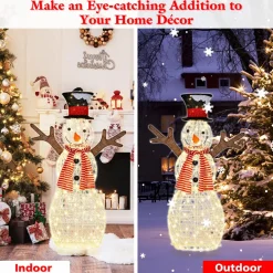 Tangkula Christmas Outdoor Lighted Snowman Yard Xmas Decorations and Zip Ties Indoor/Outdoor Holiday Decoration