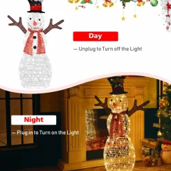 Tangkula Christmas Outdoor Lighted Snowman Yard Xmas Decorations and Zip Ties Indoor/Outdoor Holiday Decoration