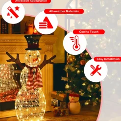 Tangkula Christmas Outdoor Lighted Snowman Yard Xmas Decorations and Zip Ties Indoor/Outdoor Holiday Decoration