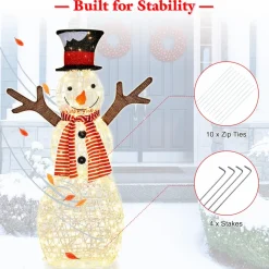 Tangkula Christmas Outdoor Lighted Snowman Yard Xmas Decorations and Zip Ties Indoor/Outdoor Holiday Decoration