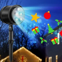 Tangkula Christmas Projector Light, Rotating LED Projection Lamp with 60-degree Adjustable Angle