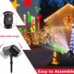 Tangkula Christmas Projector Light, Rotating LED Projection Lamp with 60-degree Adjustable Angle