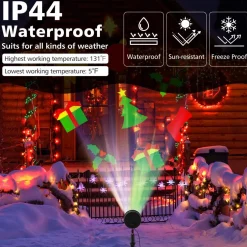 Tangkula Christmas Projector Light, Rotating LED Projection Lamp with 60-degree Adjustable Angle