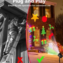 Tangkula Christmas Projector Light, Rotating LED Projection Lamp with 60-degree Adjustable Angle