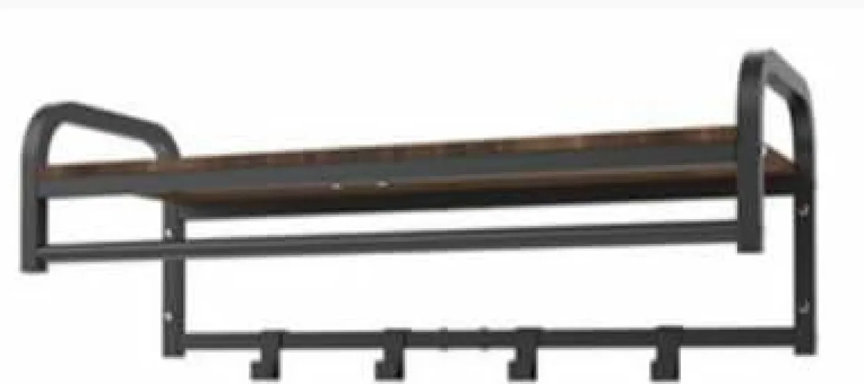 Tangkula Coat Rack Wall Mount with Shelf, Entryway Coat Hanger with 4 Hooks