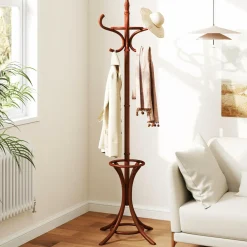 Tangkula Coat Rack with Umbrella Holder, 73 Inch Freestanding Coat Hanger Stand with 12 Hooks