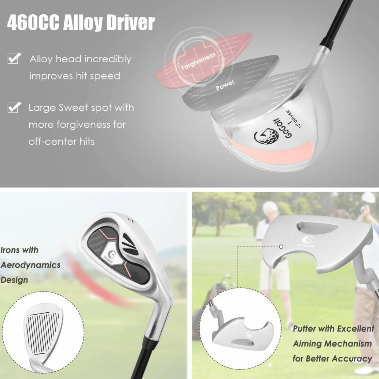 Tangkula Complete Golf Clubs Set 10 Pieces Right Hand, Free Putter, Golf Club Set