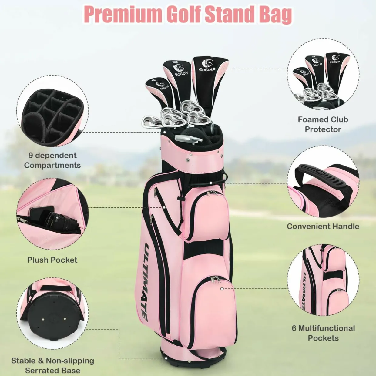 Tangkula Complete Golf Clubs Set 10 Pieces Right Hand, Free Putter, Golf Club Set
