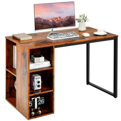 Tangkula Computer Desk with Storage Shelves, Home Office Desk with 5 Side Shelves & Metal Frame