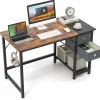 Tangkula Computer Desk with 2 Drawers, Modern Home Office Desk with Hanging Hook & Storage Shelf