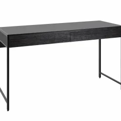 Tangkula Computer Desk with 2 Drawers, Simple Wooden Study Writing Desk with Steel Frame