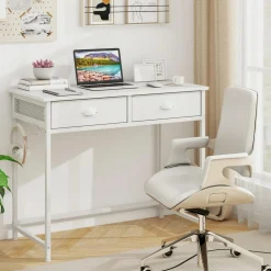Tangkula Computer Desk with 2 Storage Drawers & 4 Hooks