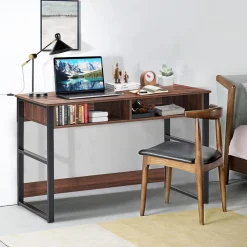Tangkula Computer Desk with Storage Compartments, Study Writing Desk with Storage