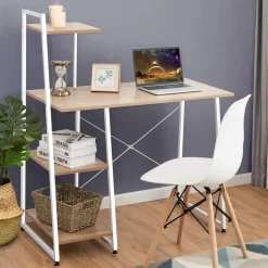 Tangkula Computer Desk with 4 Tier Shelves, Writing Desk Study Desk