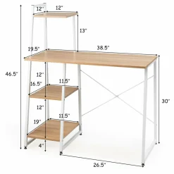 Tangkula Computer Desk with 4 Tier Shelves, Writing Desk Study Desk