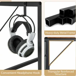 Tangkula Computer Desk with 2 Drawers, Modern Home Office Desk with Hanging Hook & Storage Shelf
