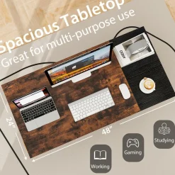 Tangkula Computer Desk with 2 Drawers, Modern Home Office Desk with Hanging Hook & Storage Shelf