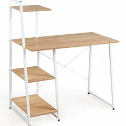 Tangkula Computer Desk with 4 Tier Shelves, Writing Desk Study Desk