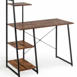 Tangkula Computer Desk with 4 Tier Shelves, Writing Desk Study Desk