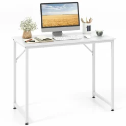 Tangkula Computer Laptop Desk, Heavy Duty Metal Frame Writing Desk