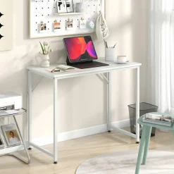 Tangkula Computer Laptop Desk, Heavy Duty Metal Frame Writing Desk
