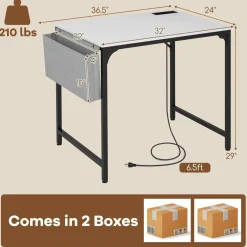 Tangkula Conference Table Set of 1/2/4/6, Modern Boardroom Desk with Storage Bag, Headphone Hook