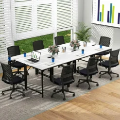 Tangkula Conference Table Set of 1/2/4/6, Modern Boardroom Desk with Storage Bag, Headphone Hook
