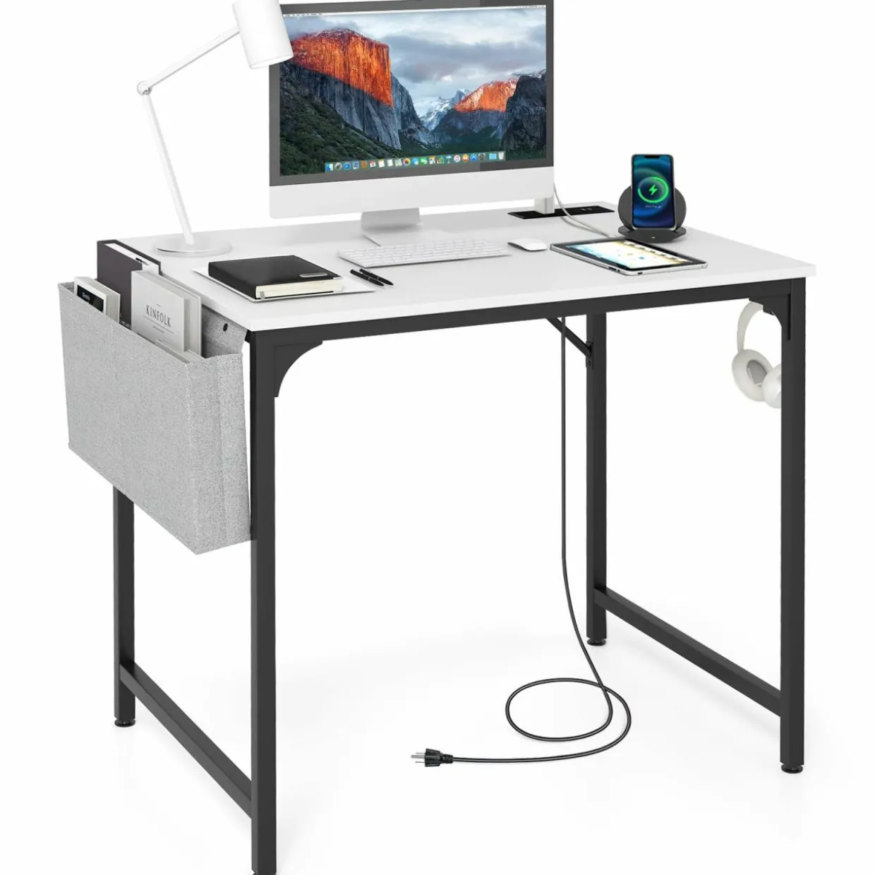 Tangkula Conference Table Set of 1/2/4/6, Modern Boardroom Desk with Storage Bag, Headphone Hook