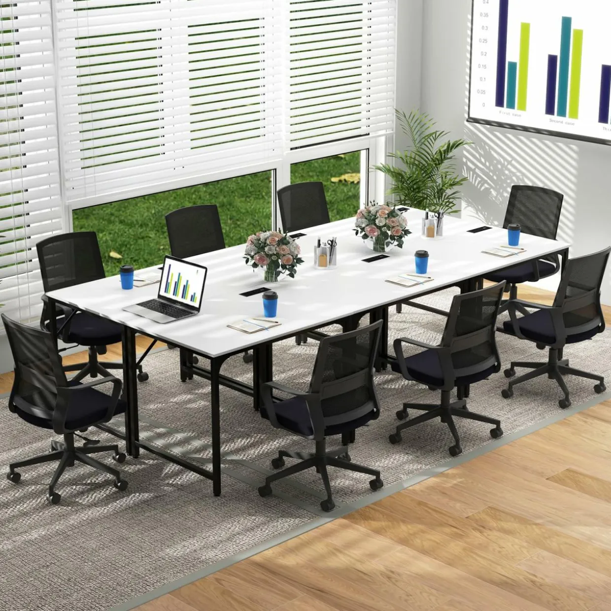 Tangkula Conference Table Set of 1/2/4/6, Modern Boardroom Desk with Storage Bag, Headphone Hook