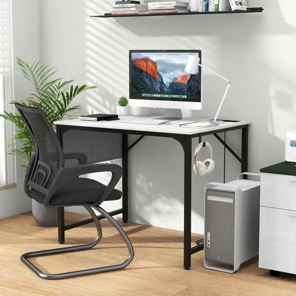 Tangkula Conference Table Set of 1/2/4/6, Modern Boardroom Desk with Storage Bag, Headphone Hook