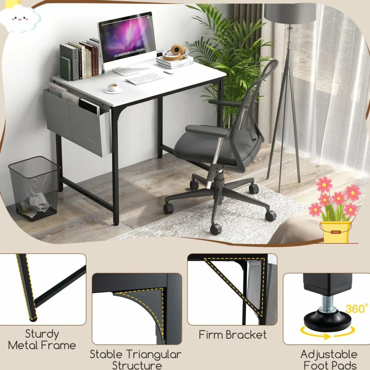 Tangkula Conference Table Set of 1/2/4/6, Modern Boardroom Desk with Storage Bag, Headphone Hook