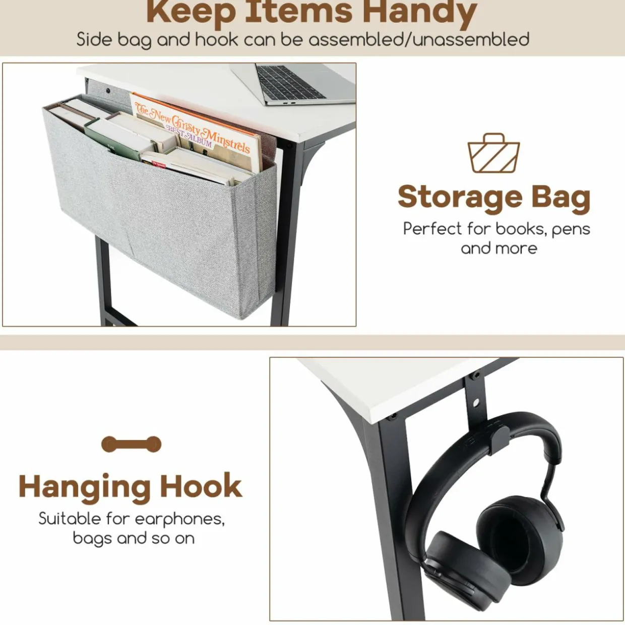 Tangkula Conference Table Set of 1/2/4/6, Modern Boardroom Desk with Storage Bag, Headphone Hook