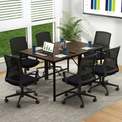 Tangkula Conference Table Set of 1/2/4/6, Modern Boardroom Desk with Storage Bag, Headphone Hook