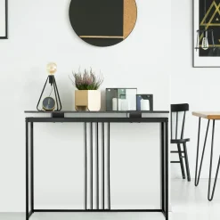 Tangkula 48"Console Table, Slim Sofa Table with Anti-Toppling Kit, Faux Marble Entryway Table