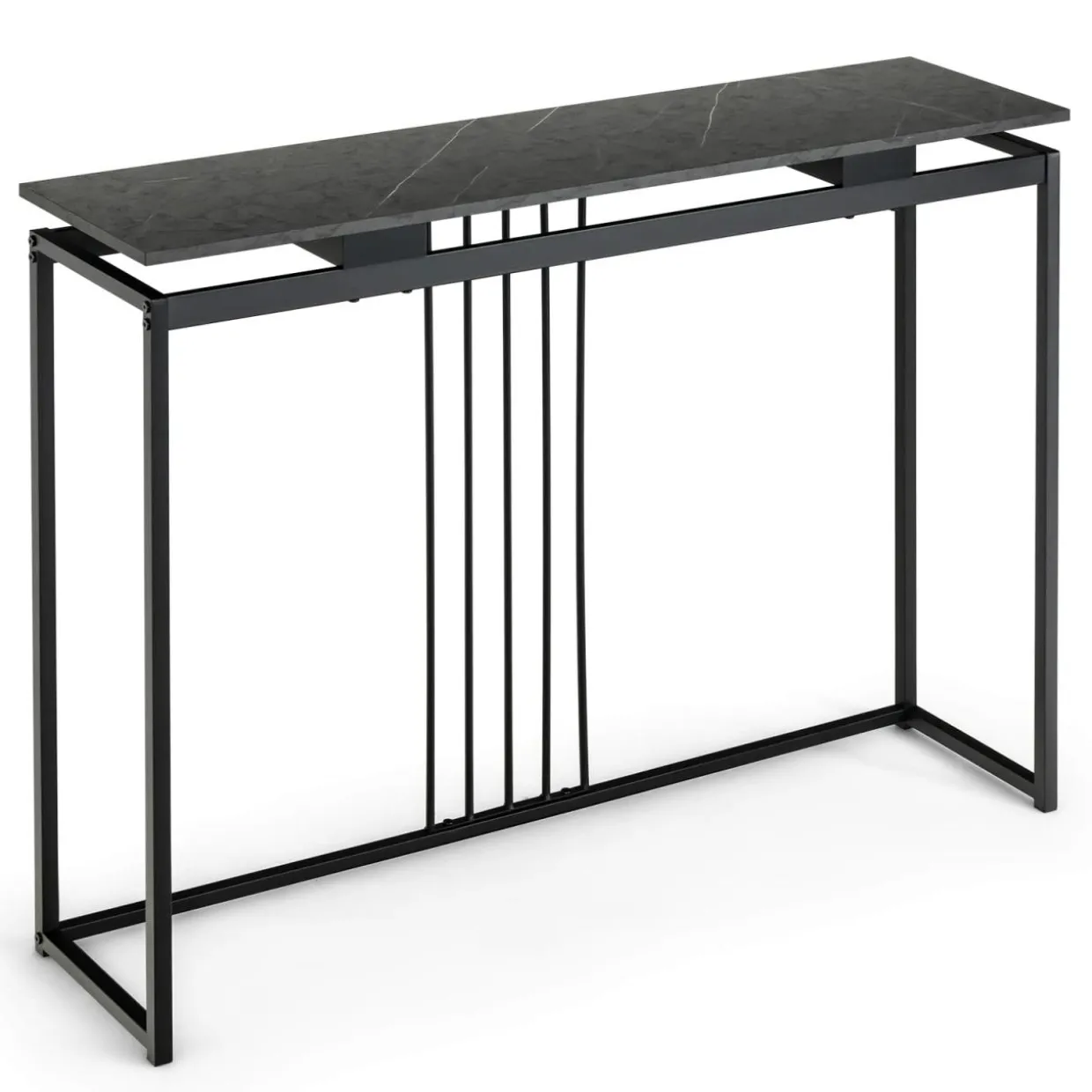 Tangkula 48"Console Table, Slim Sofa Table with Anti-Toppling Kit, Faux Marble Entryway Table