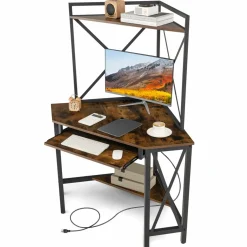 Tangkula Corner Desk with Hutch