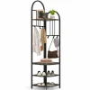 Tangkula Corner Hall Tree, 71 Inch Tall Entryway Coat Rack with Shoe Bench & 4 Storage Shelves