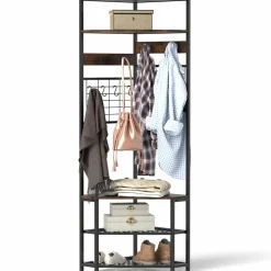 Tangkula Corner Hall Tree with Shoe Bench