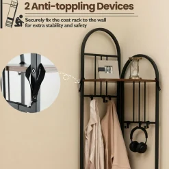 Tangkula Corner Hall Tree, 71 Inch Tall Entryway Coat Rack with Shoe Bench & 4 Storage Shelves