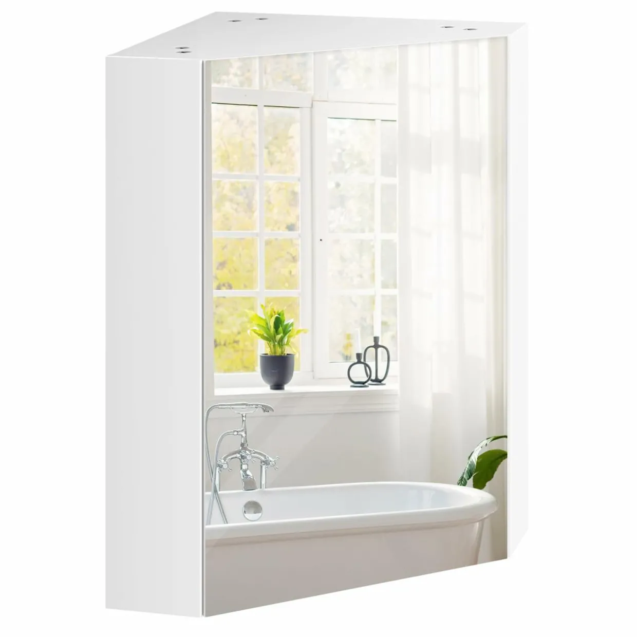 Tangkula Corner Medicine Cabinet with Mirror, 23.5" Wall Mounted Storage Cabinet Organizer with Left/Right Open Mirror Door & Adjustable Shelf