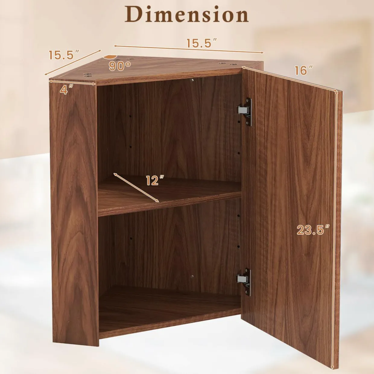 Tangkula Corner Medicine Cabinet with Mirror, 23.5" Wall Mounted Storage Cabinet Organizer with Left/Right Open Mirror Door & Adjustable Shelf