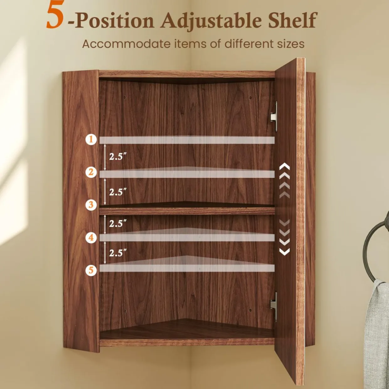 Tangkula Corner Medicine Cabinet with Mirror, 23.5" Wall Mounted Storage Cabinet Organizer with Left/Right Open Mirror Door & Adjustable Shelf