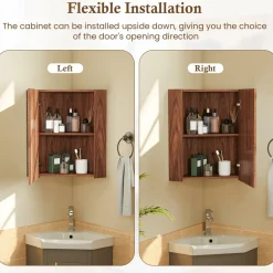 Tangkula Corner Medicine Cabinet with Mirror, 23.5